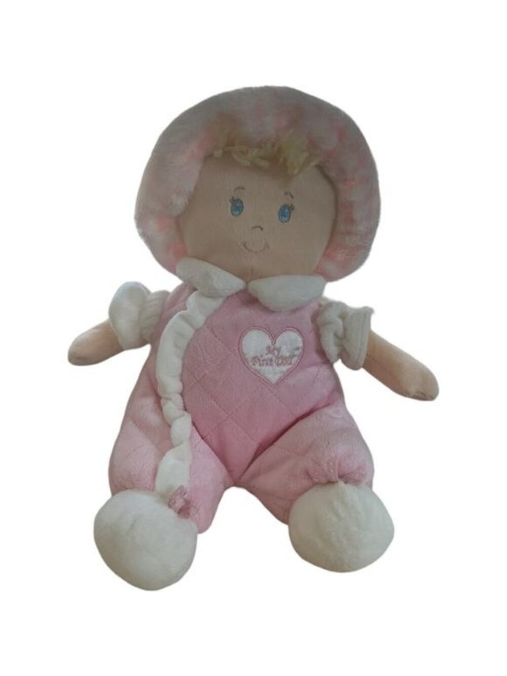 Vtg First Impressions Macys My First Doll Plush Pink Quilted Gingham Lovey 9"